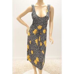 ModCloth Slip Dress Women's Medium Black Floral Cottagecore Suns Midi Sleeveless
